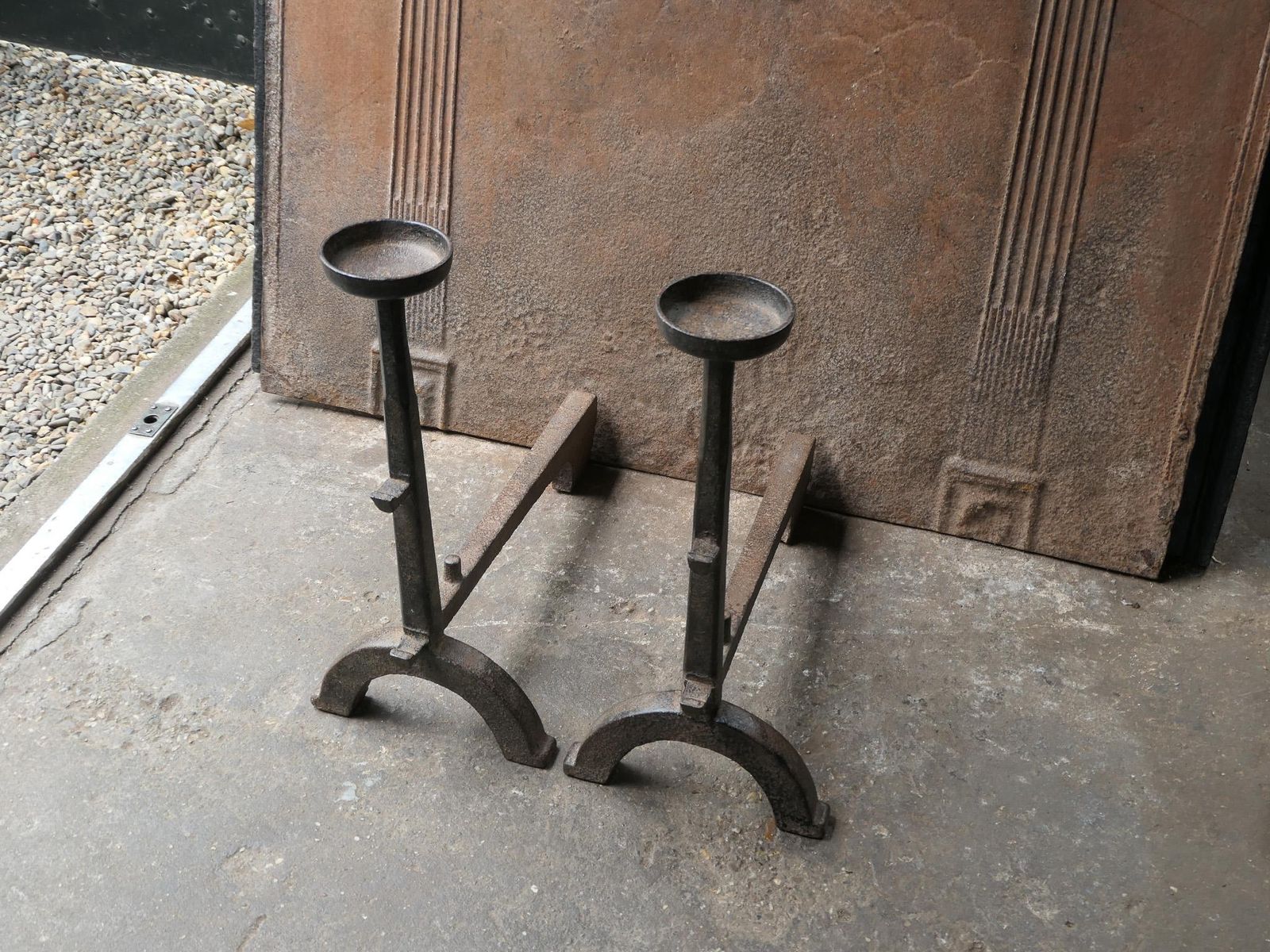 Antique French Gothic Style Firedogs Or Andirons, 19th Century photo buy