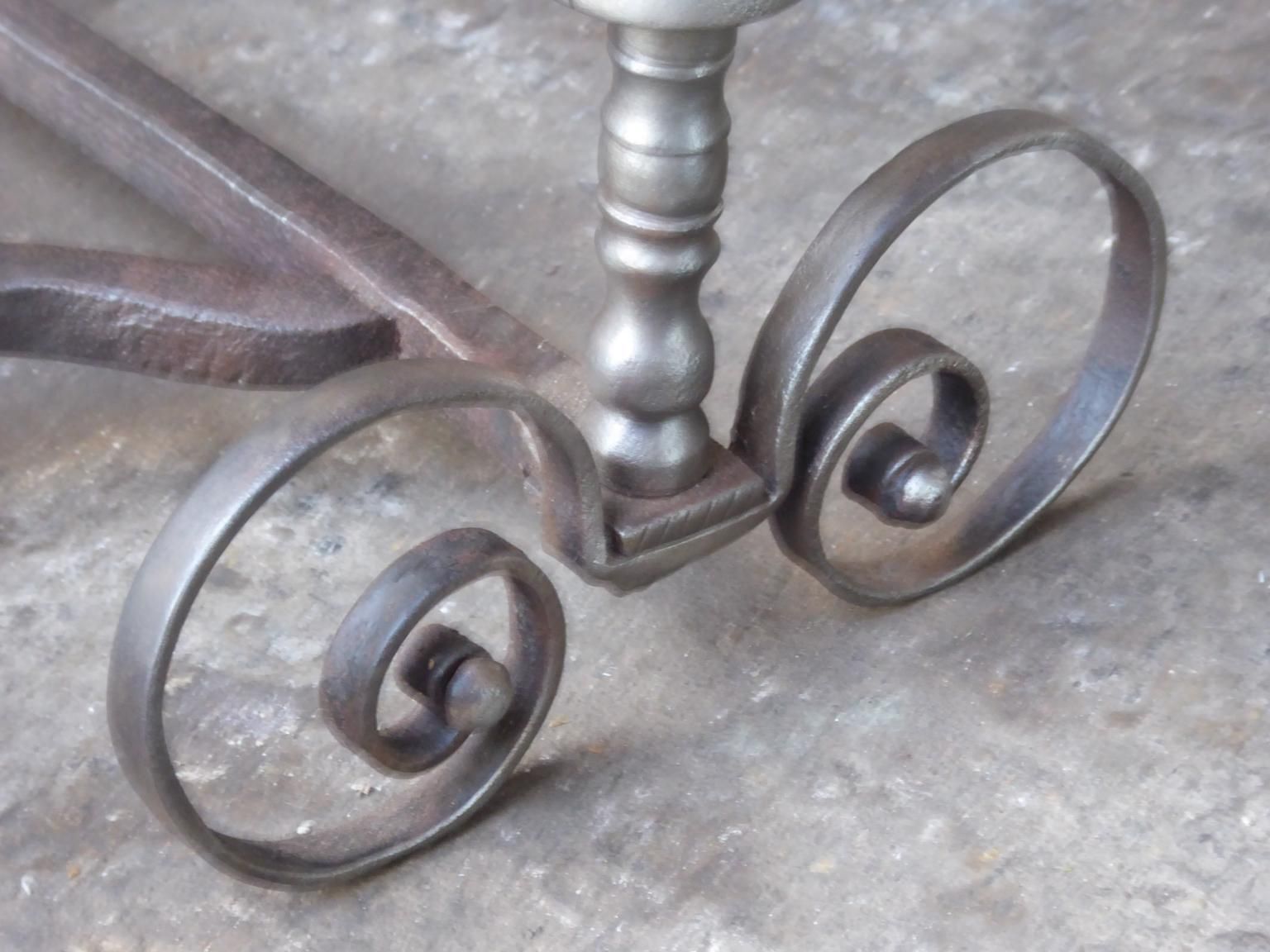 photo furniture Hand Forged French Louis XV Andirons Or Firedogs, 18th Century