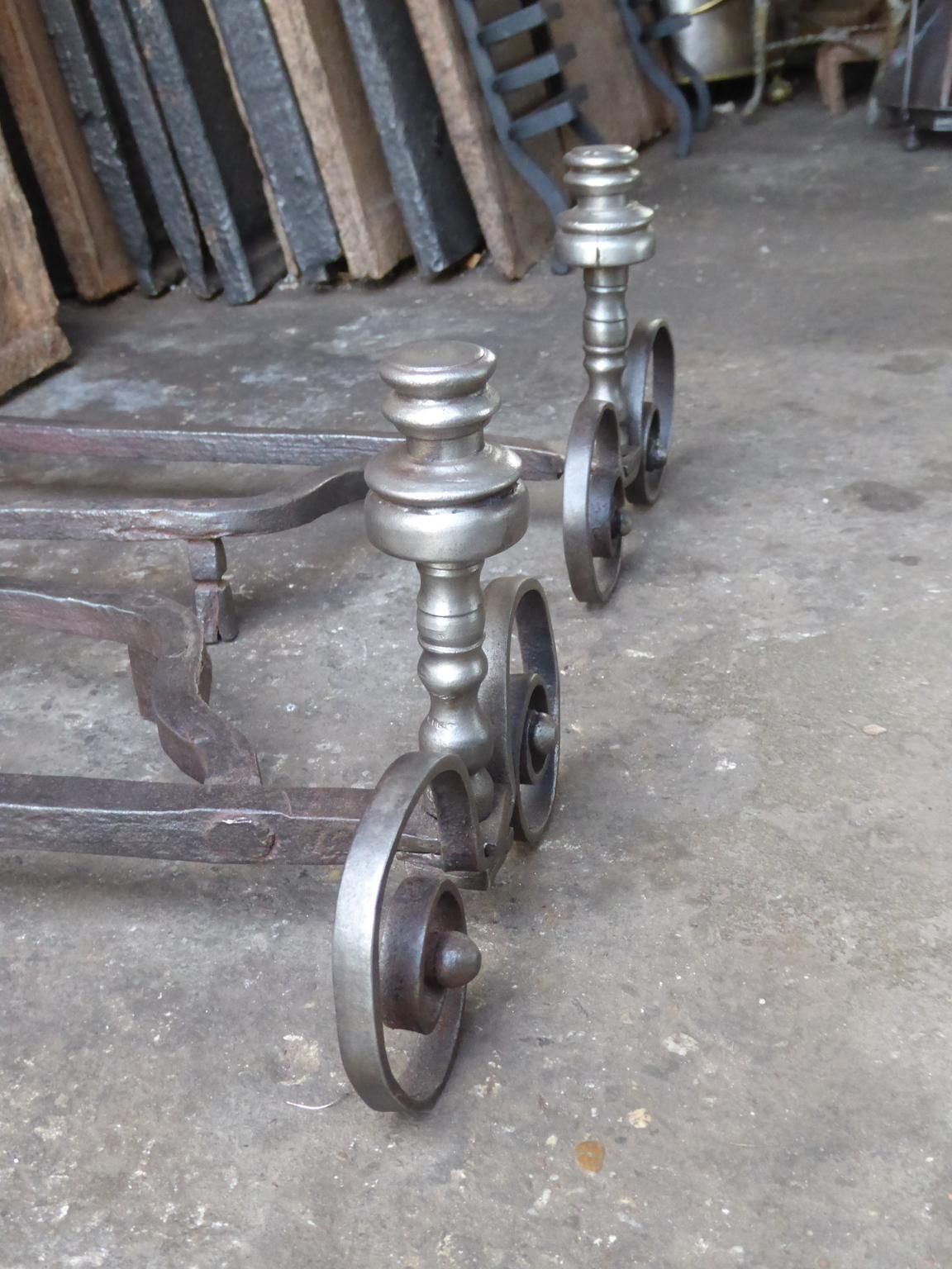 photo for sale Hand Forged French Louis XV Andirons Or Firedogs, 18th Century