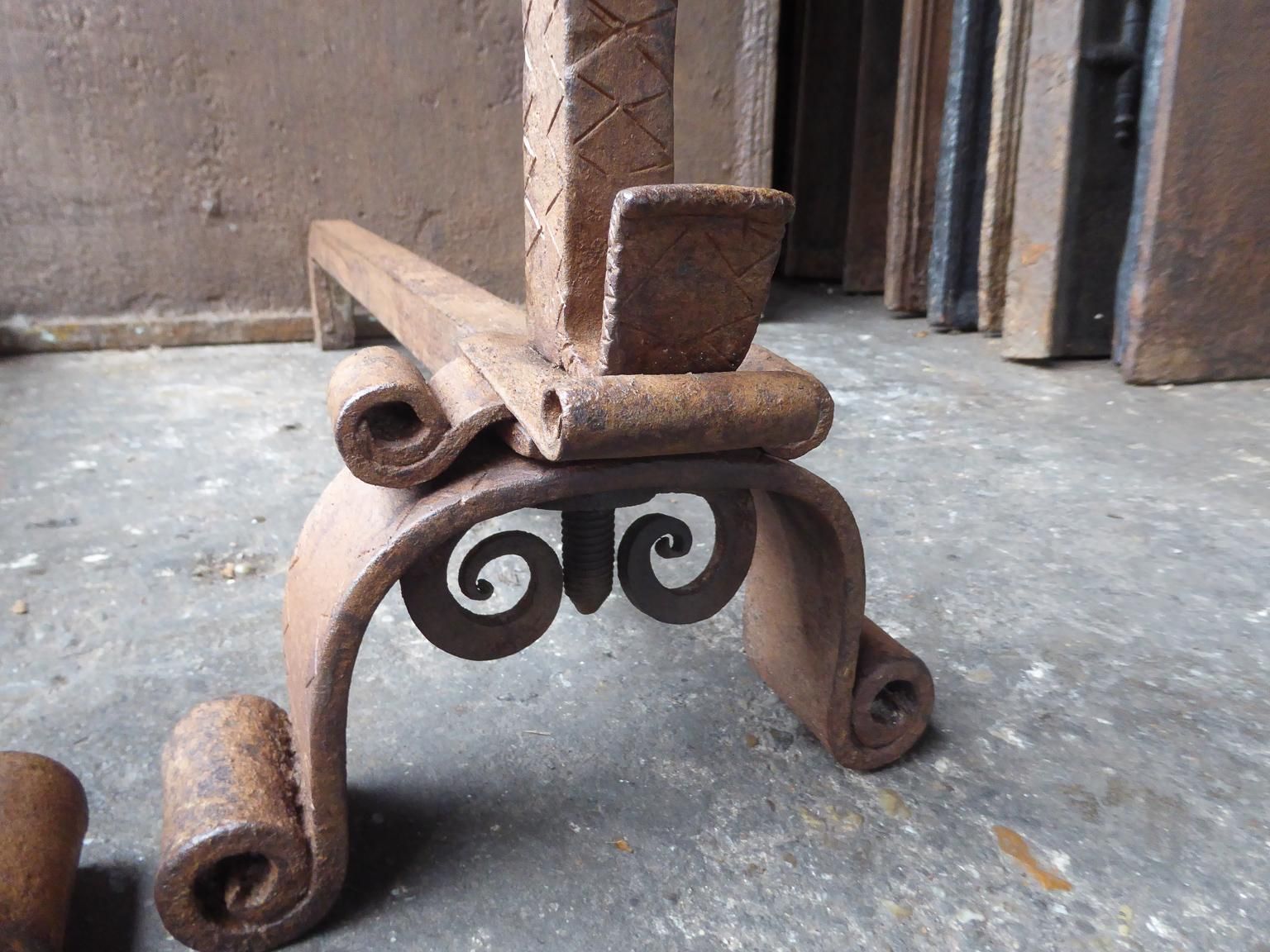 photo for sale 18th 19th Century French Louis XV Andirons Or Firedogs
