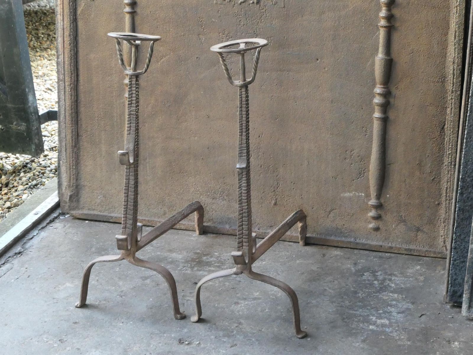 17th Century French Louis XIII Period Andirons, Firedogs, Landiers photo 576.0
