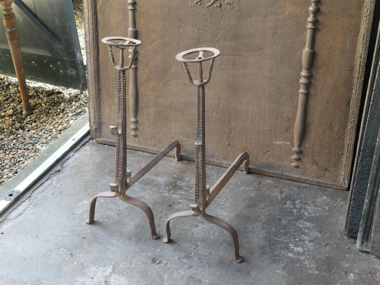 17th Century French Louis XIII Period Andirons, Firedogs, Landiers photo vinterior