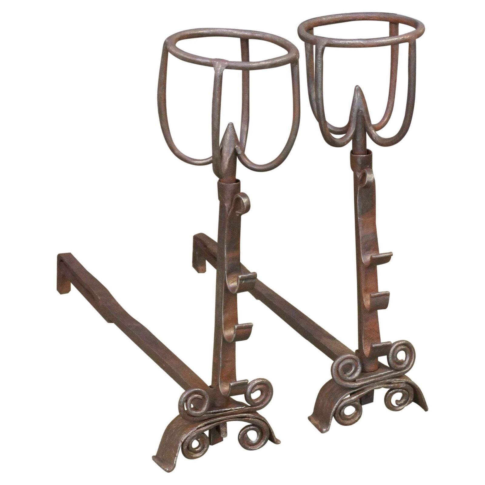 18th Century French Louis XV Period Andirons Or Firedogs