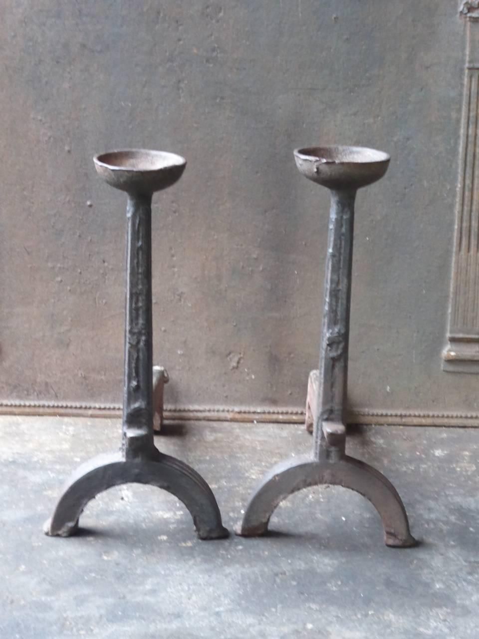 Large French Gothic Andirons Or Firedogs photo furniture