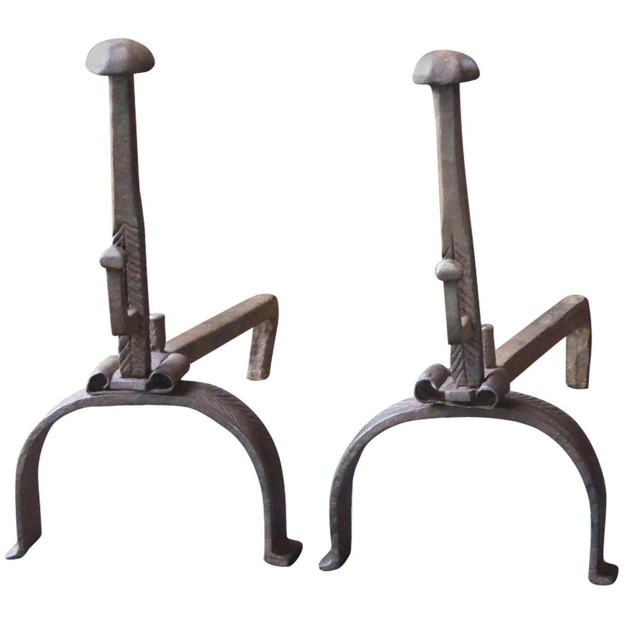 18th Century French Louis XV Andirons Or Firedogs