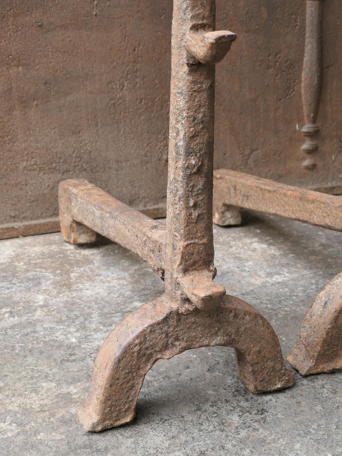 photo for sale Large Antique Gothic Andirons Or Firedogs, 17th Century