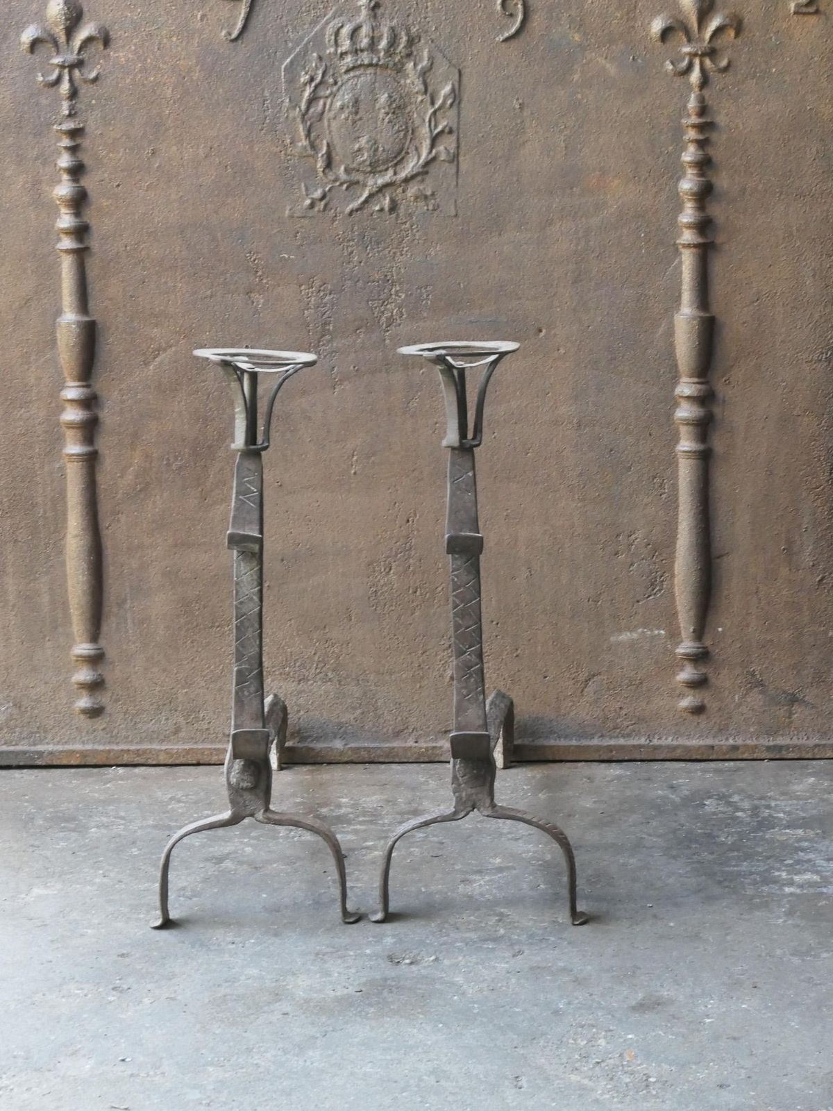 French 17th Century Gothic Period Andirons Or Firedogs photo furniture
