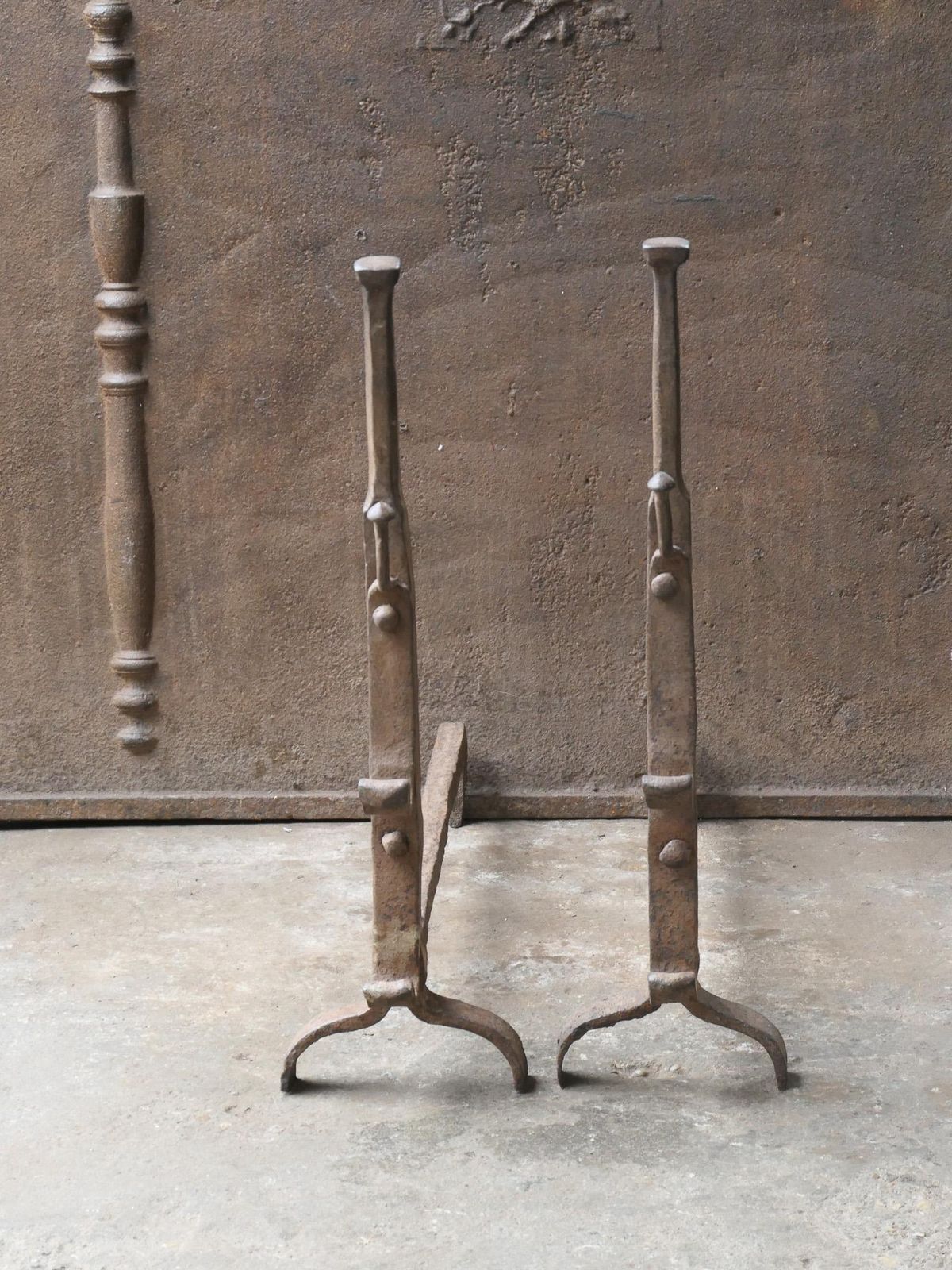 French 17th Century Gothic Period Andirons Or Firedogs photo for sale