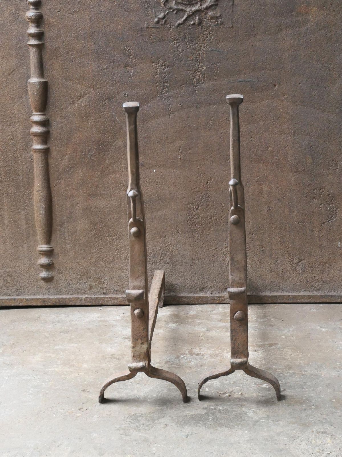 French 17th Century Gothic Period Andirons Or Firedogs photo Home Fixtures