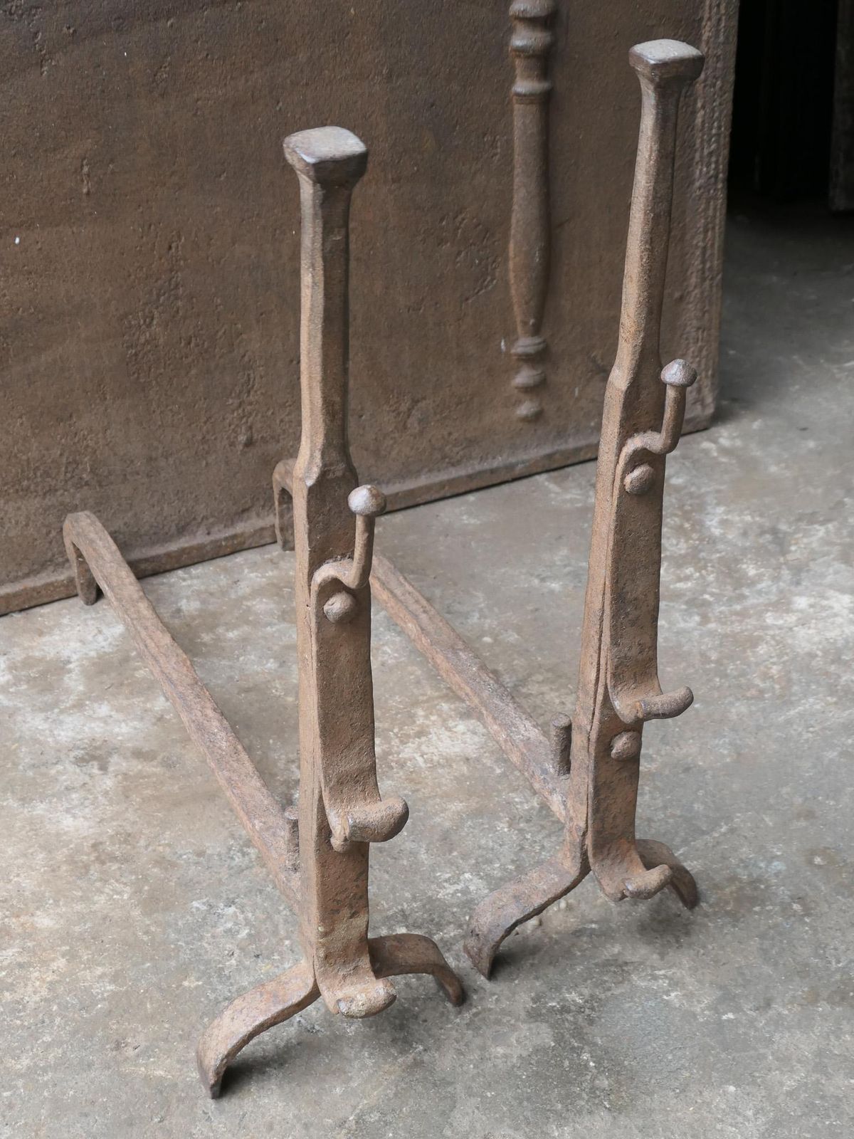 photo for sale French 17th Century Gothic Period Andirons Or Firedogs