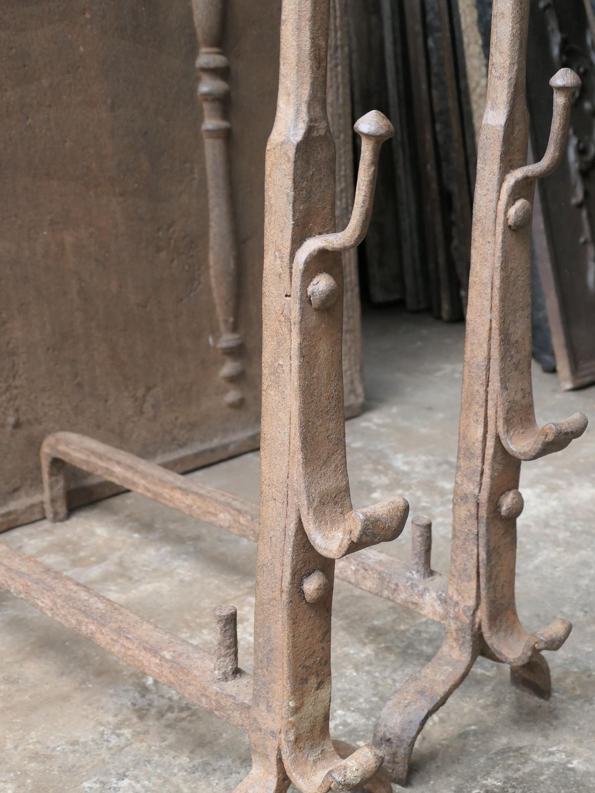 422.0 French 17th Century Gothic Period Andirons Or Firedogs photo