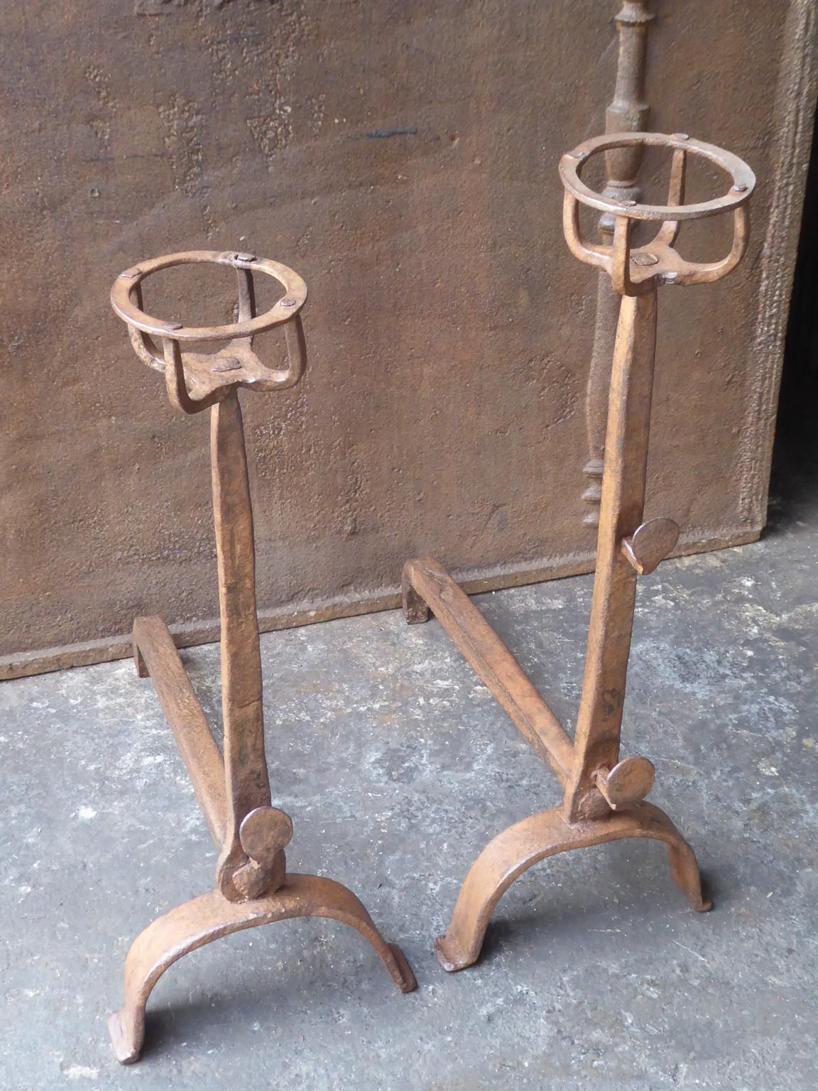 17th 18th Century French Gothic Andirons Or Firedogs photo for sale