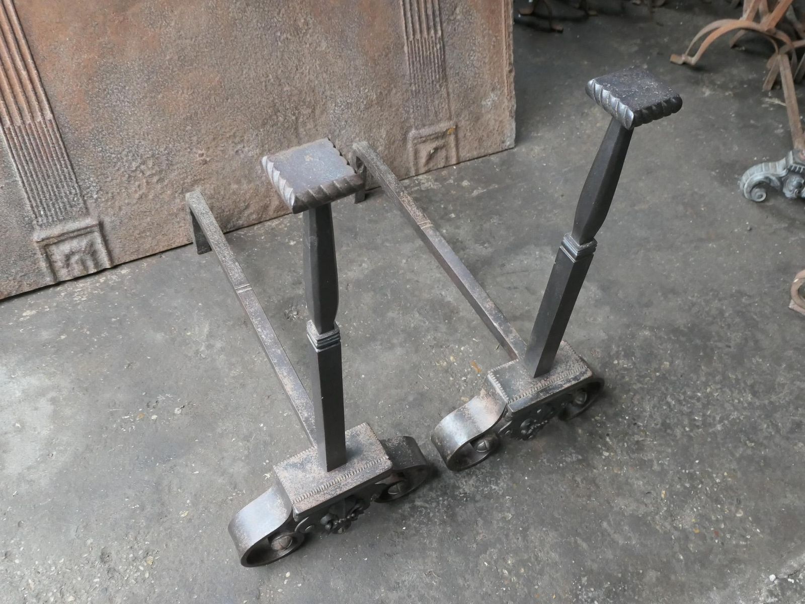 French Napoleon III Style Andirons Or Firedogs photo vinterior