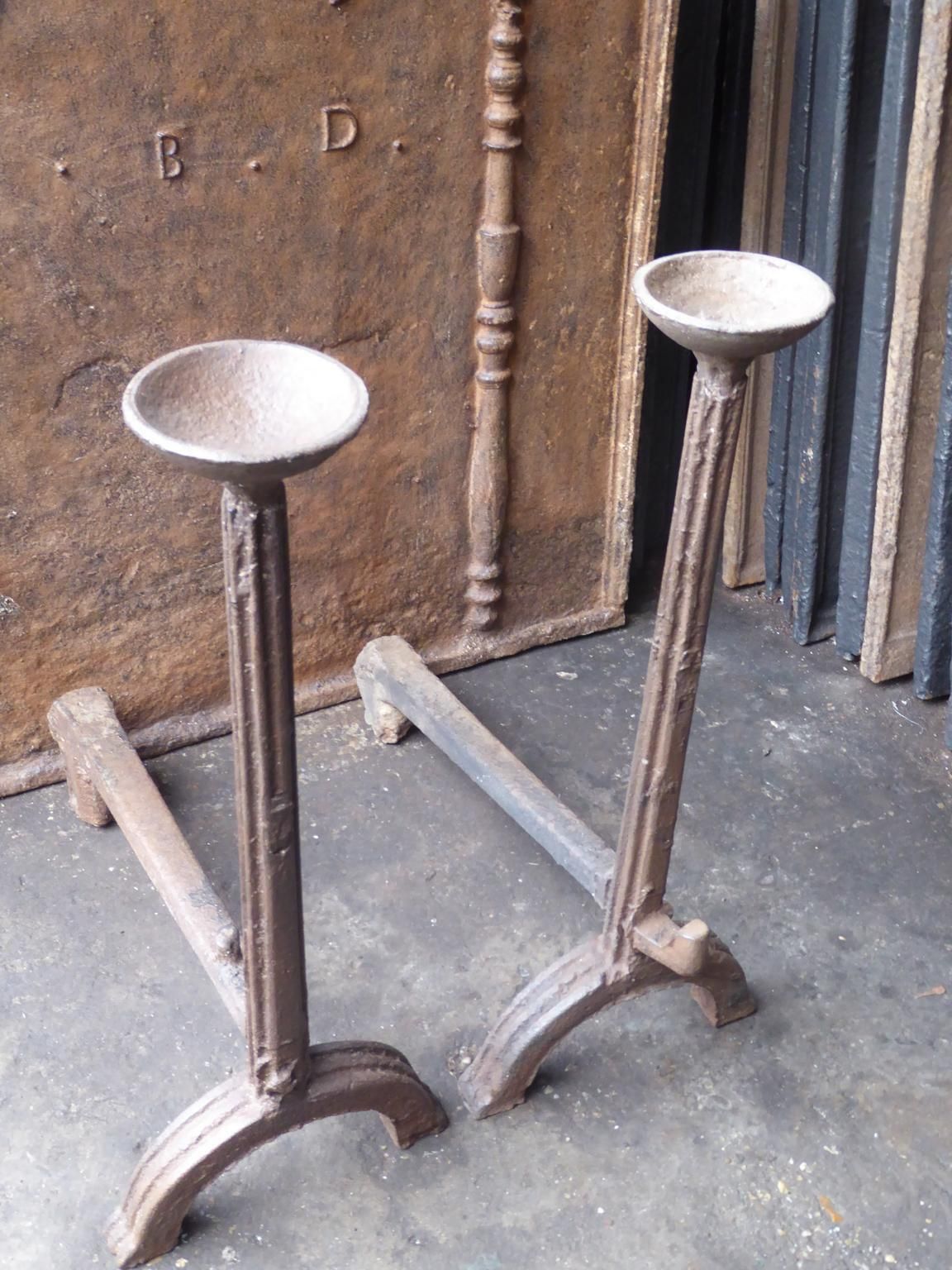 16th 17th Century French Gothic Andirons Or Firedogs photo Home Fixtures