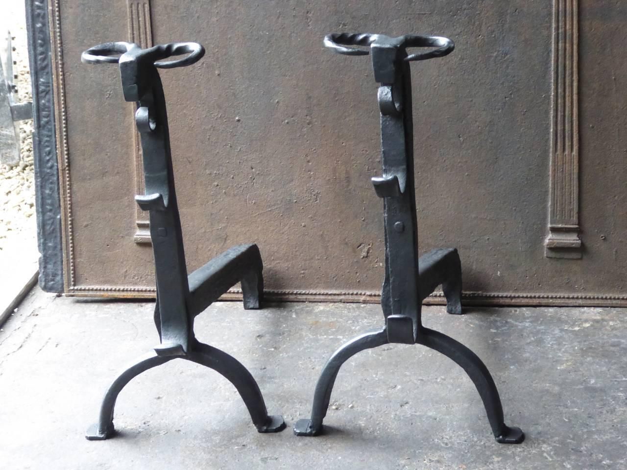 Large French Gothic Firedogs Or Andirons, 16th Century photo furniture