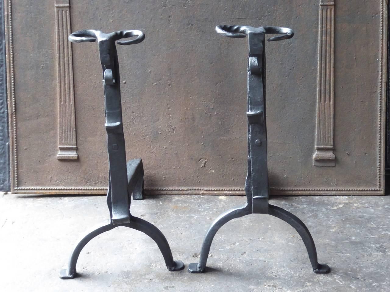 Large French Gothic Firedogs Or Andirons, 16th Century photo for sale