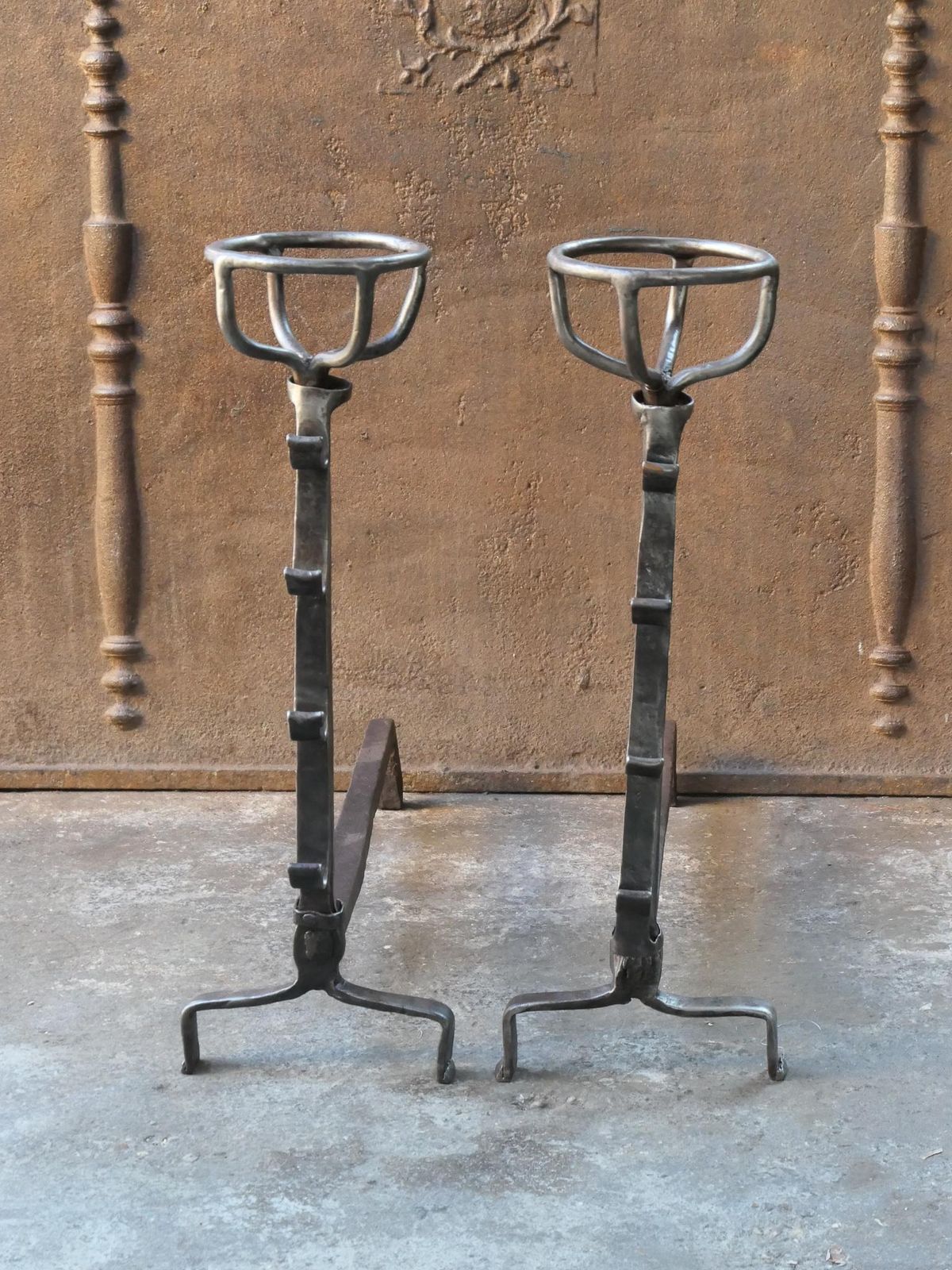 17th   18th Century Gothic Large French Andirons photo for sale