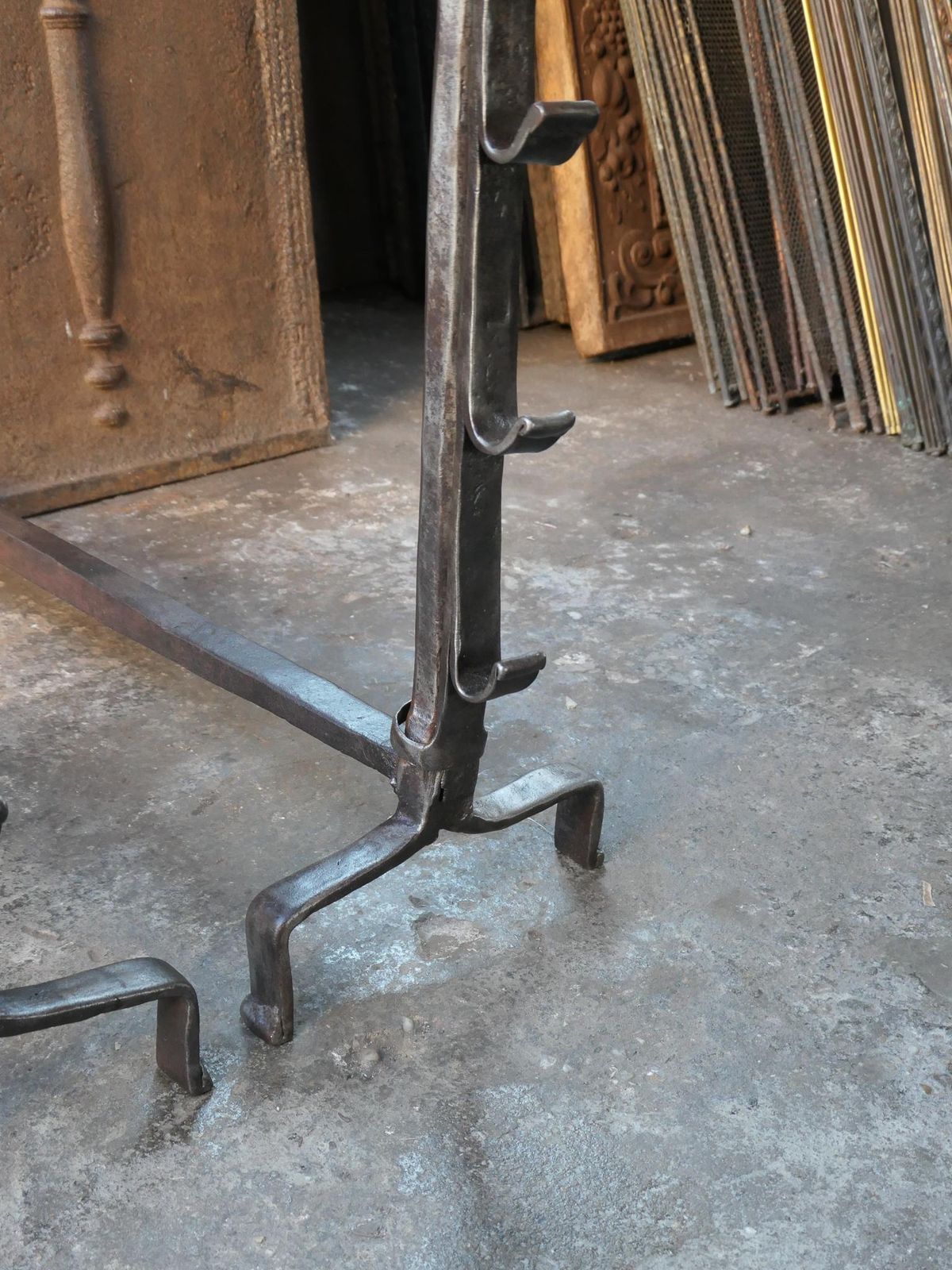 photo furniture 17th   18th Century Gothic Large French Andirons