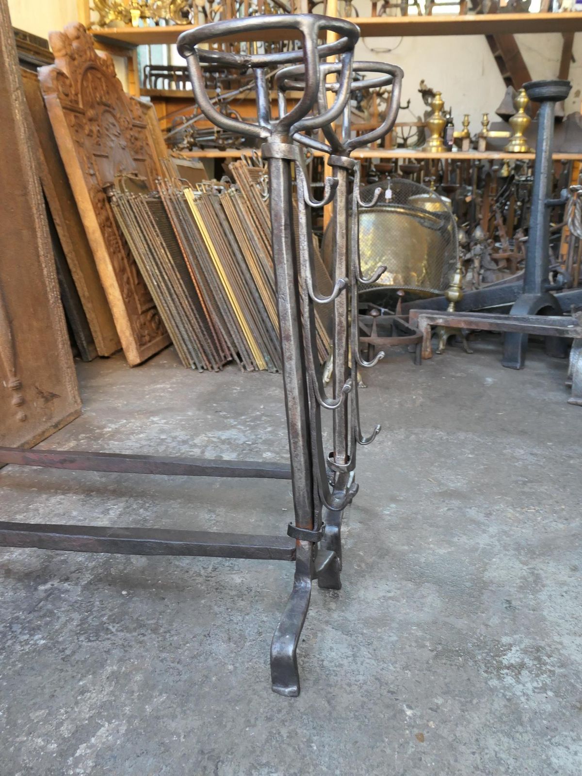 832.0 17th   18th Century Gothic Large French Andirons photo