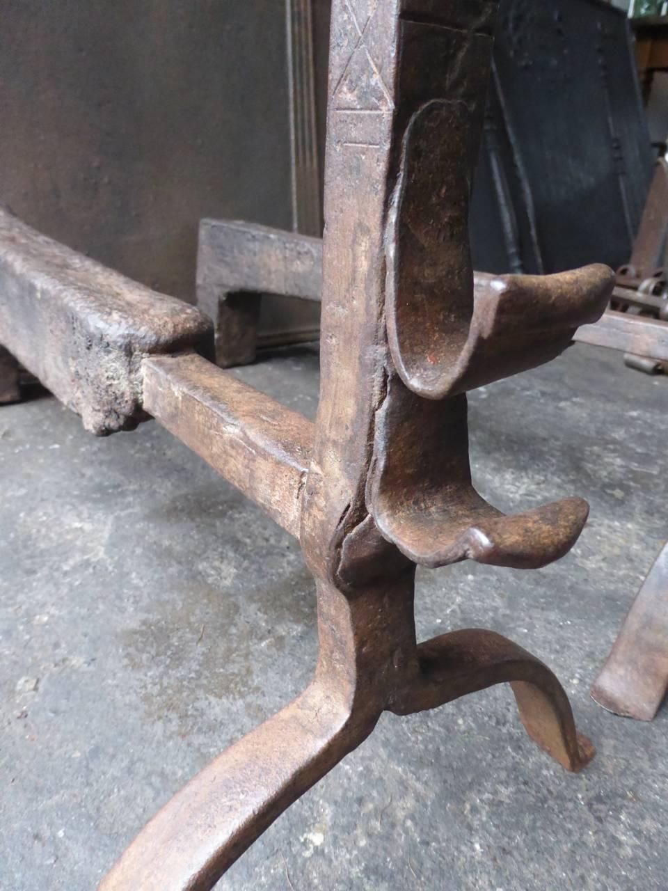 17th Century Magnificent French Gothic Firedogs Or Andirons photo Home Fixtures