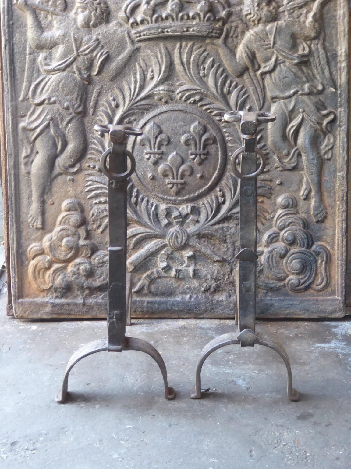 Beautiful 17th Century French Gothic Andirons Or Firedogs photo furniture