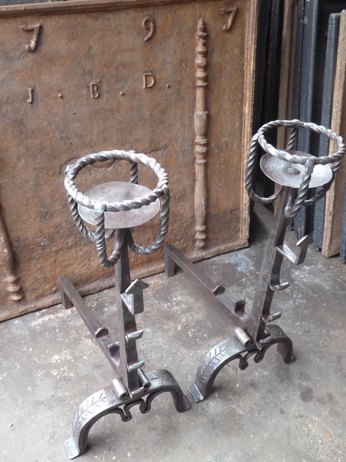 Large French Gothic Andirons Or Firedogs, 18th Century photo 1088.0