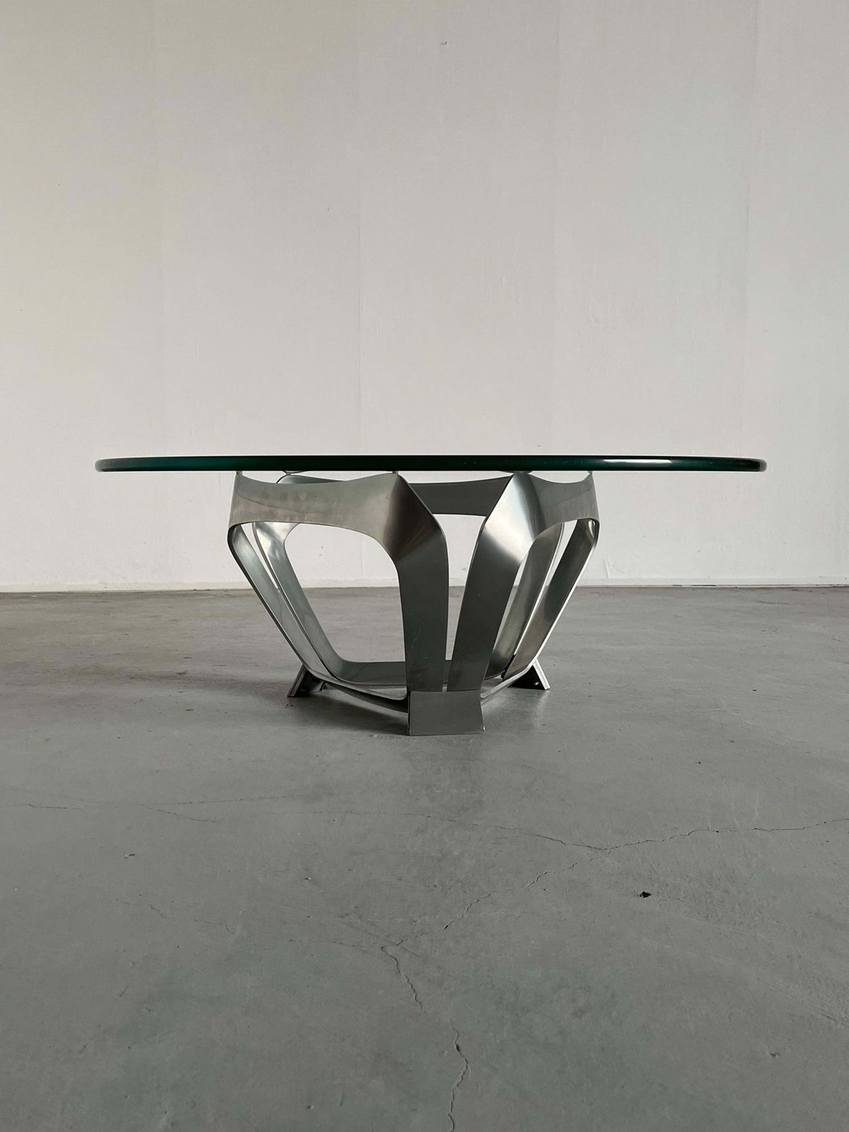 Modernist Aluminium Glass Vintage Coffee Table By Knut Hesterberg, 1970s Germany photo for sale