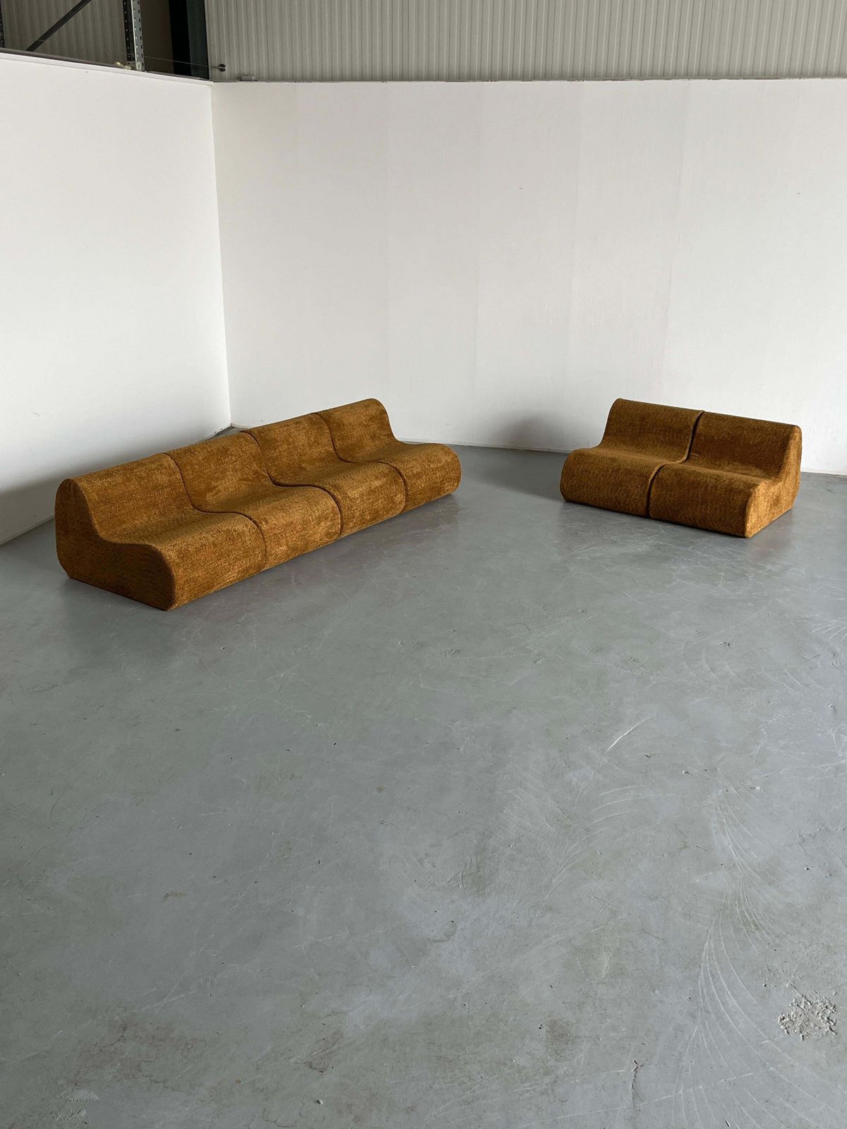 Italian Mid Century Modular Sofa Or Seating Set In Ochre Boucle, 1970s Italy photo 4265.0