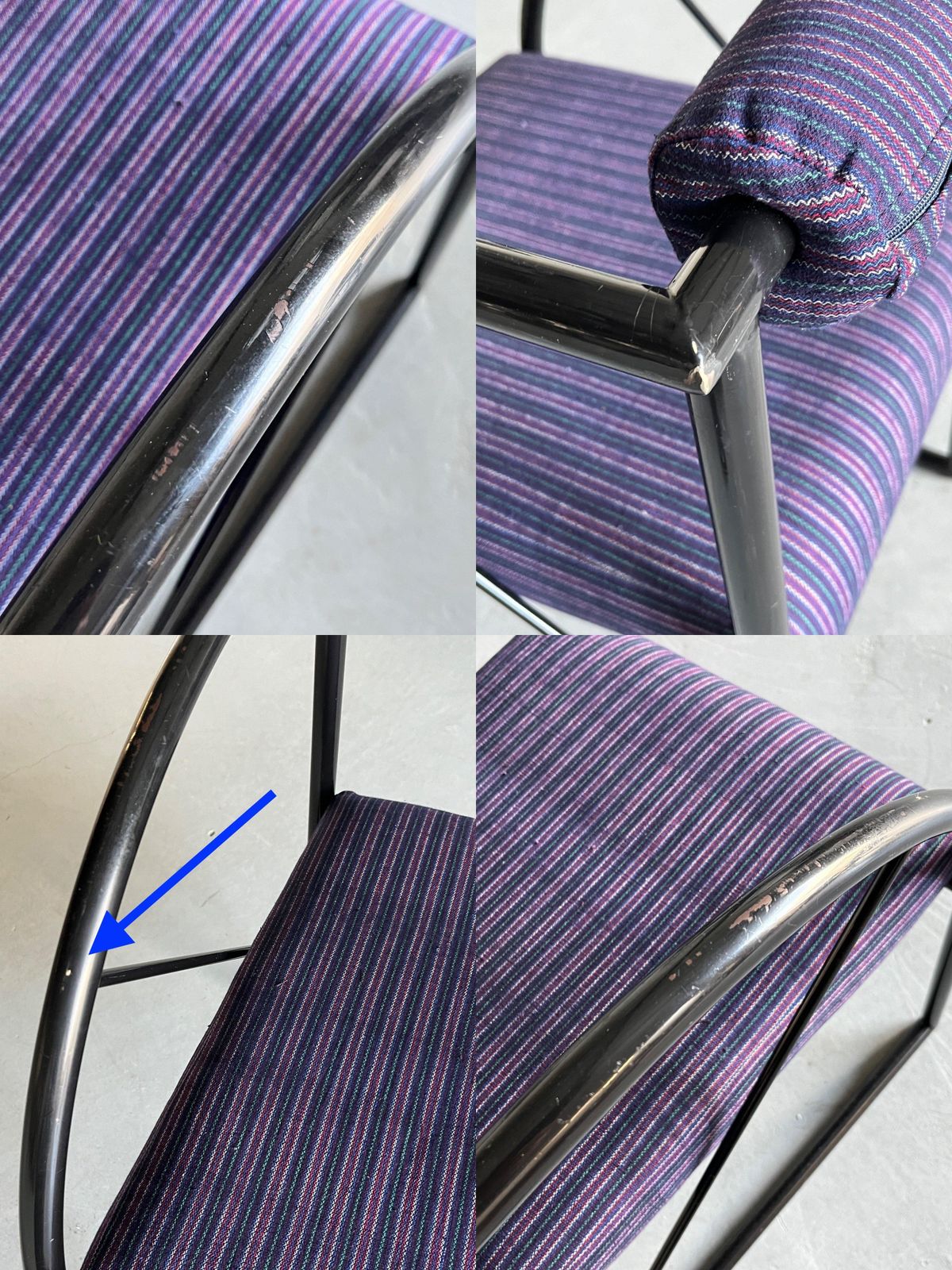 264.0 1 Of 2 Postmodern Armchairs, Multicolour Memphis Stripe Upholstery, 1980s Italy photo