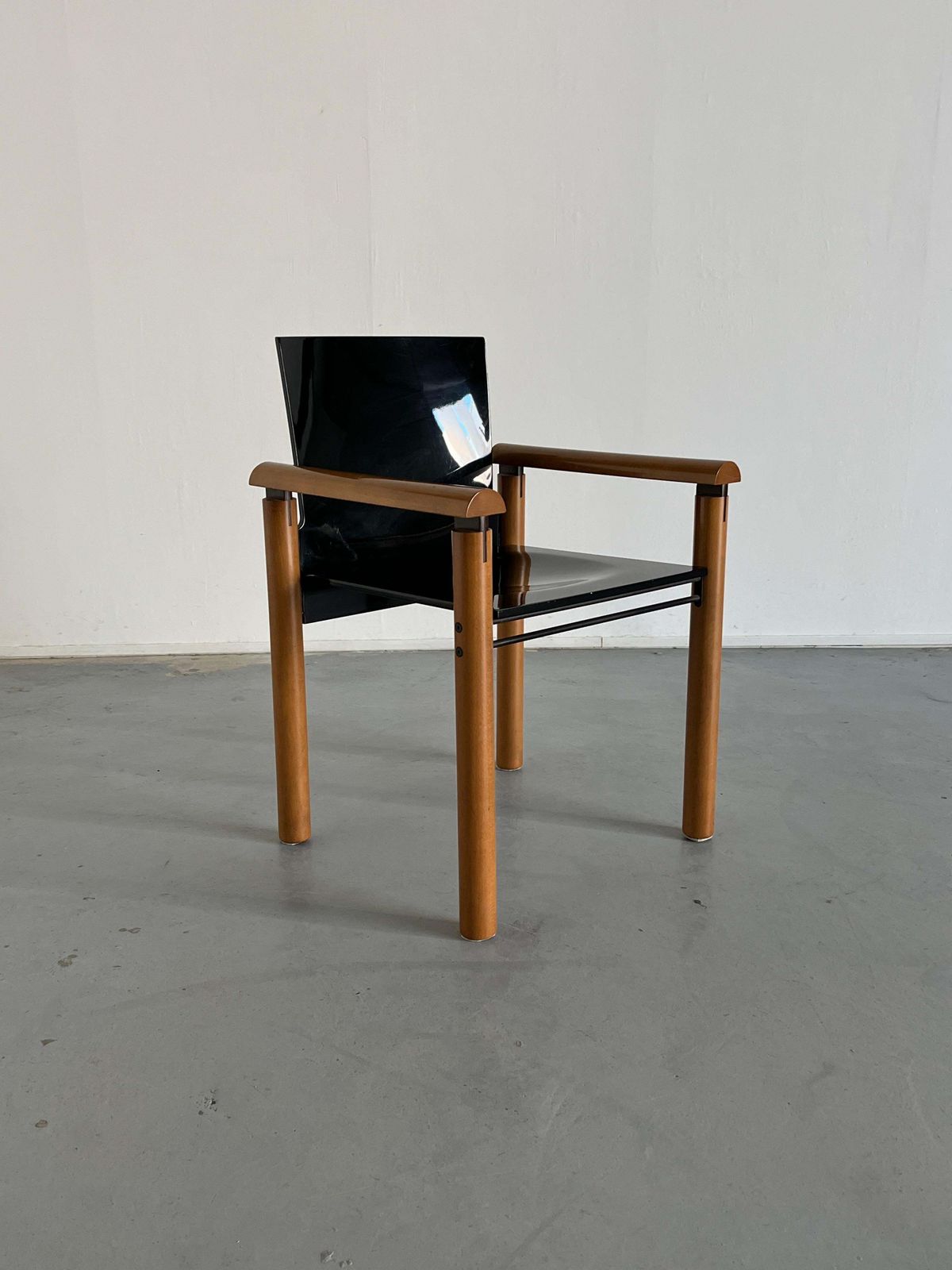 1 Of 6 Elegant Modernist Armchairs In Dark Gloss Finish, Attributed To Artelano photo vintage