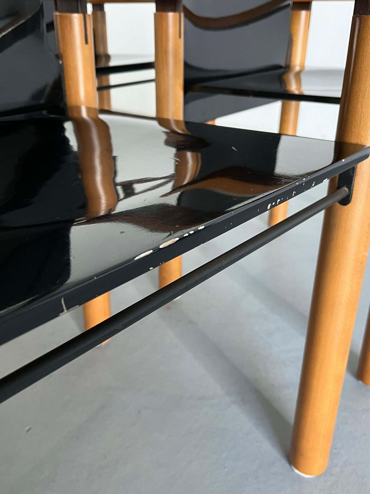 photo vinterior 1 Of 6 Elegant Modernist Armchairs In Dark Gloss Finish, Attributed To Artelano