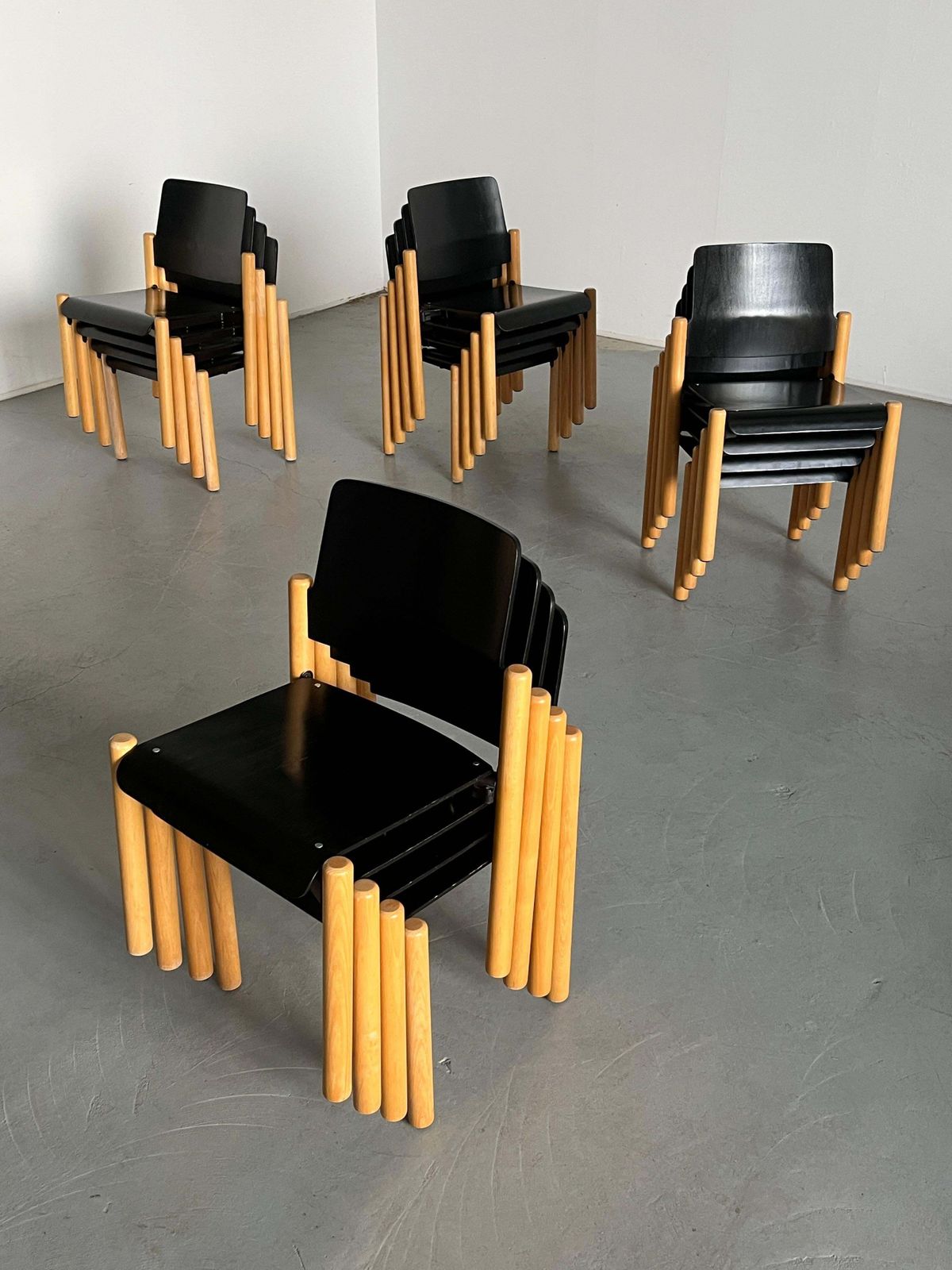 1 Of 20 Vintage Mid Century Stackable Dining Chairs By Froscher Sitform, 1990s photo 196.0