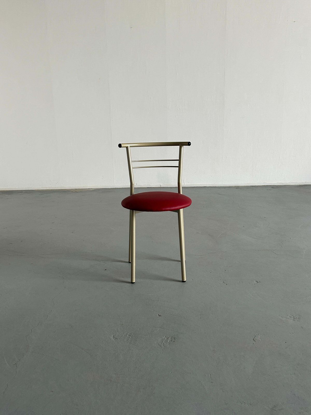 Postmodern Memphis Style Chair With Red Faux Leather Upholstery, 1980s Italy photo for sale