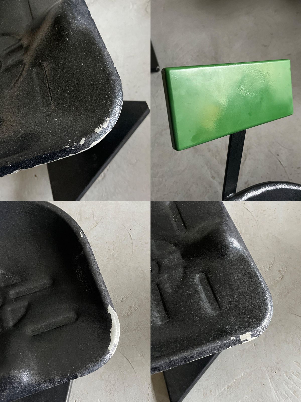 photo for sale Set Of 4 Memphis Design Abstract Geometrical Postmodern Dining Chairs, 80s Italy