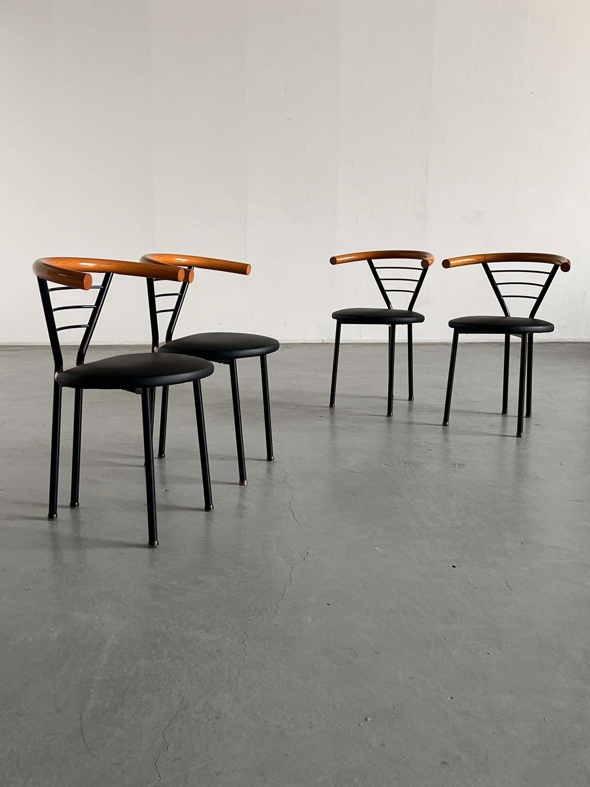 Set Of 4 Vintage Postmodern Geometrical Armchairs, Sculptural Memphis Style, 90s photo 960.0