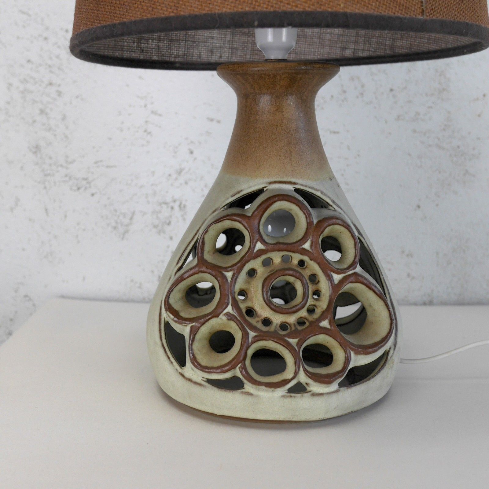 Lighting Vintage Mid Century Abstract Brutalist Studio Shelf Pottery Lamp Shade #102803 photo