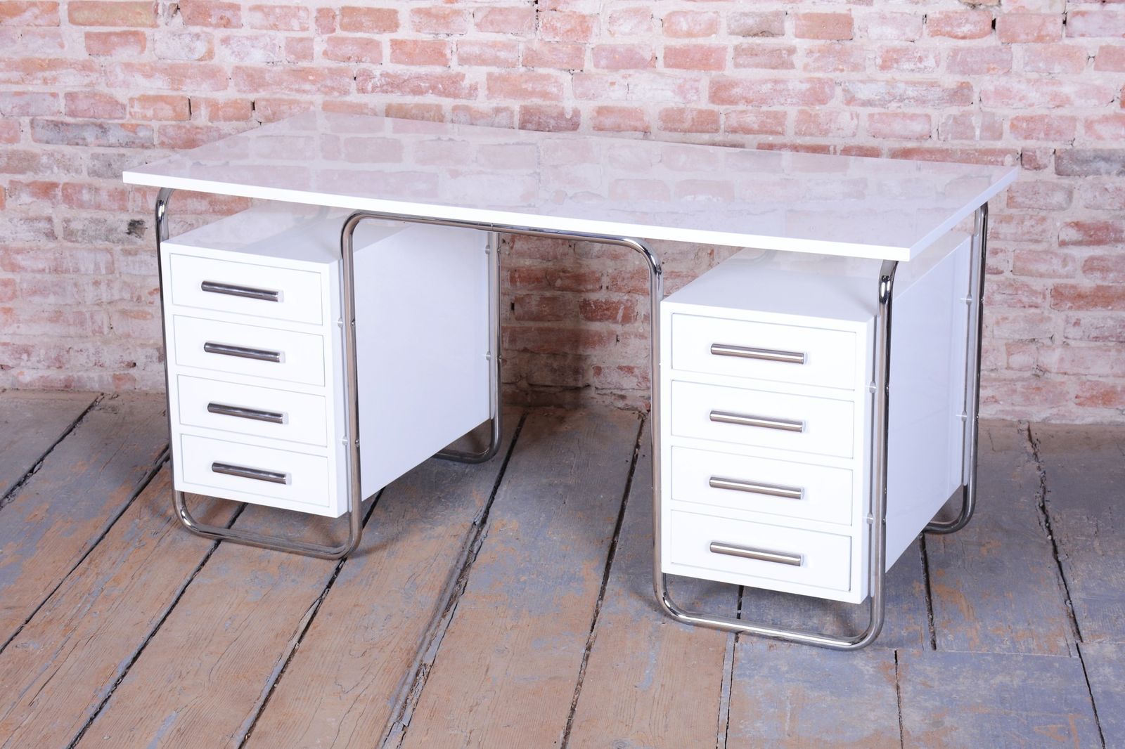 Restored Bauhaus Writing Desk, By Marcel Breuer For Thonet, Chrome, Czech, 1930s photo for sale