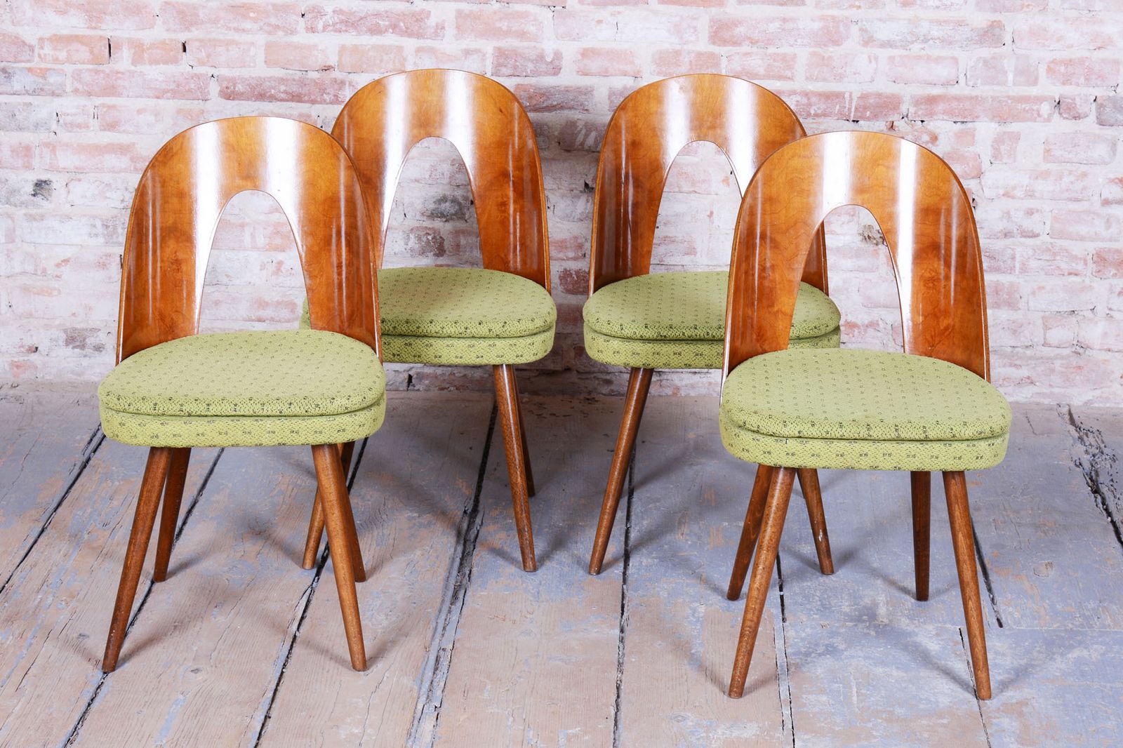 Set Of Four Original Mid Century Chairs, By Antonín šuman, Walnut, Czech, 1950s photo furniture