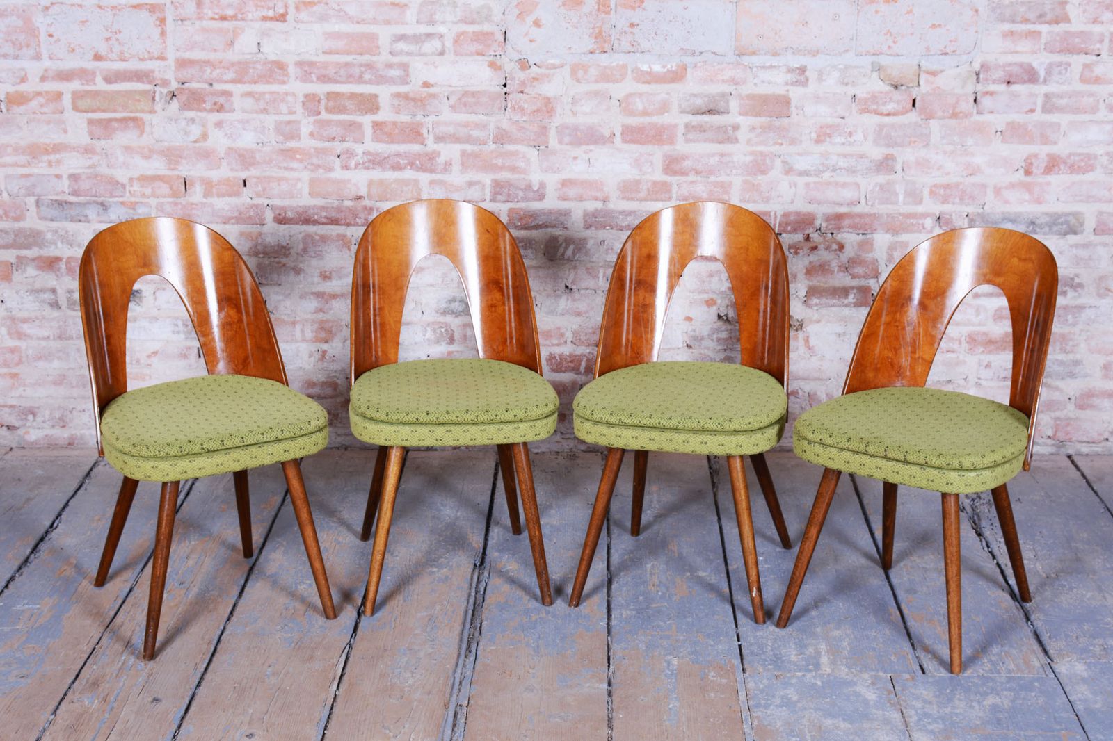 Set Of Four Original Mid Century Chairs, By Antonín šuman, Walnut, Czech, 1950s photo for sale