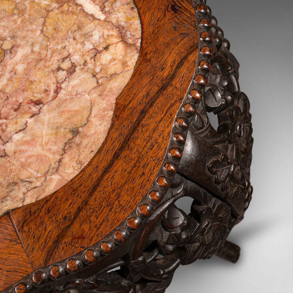 Antique Chinese Carved Jardinière Stand, Hardwood Planter Table, Victorian, 1870 photo vintage