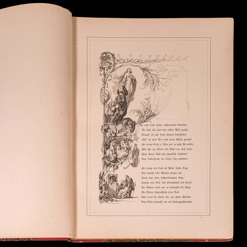 Large Volume Antique Book, Faust, Goethe, German, Illustrated Fiction, Victorian photo 505.0