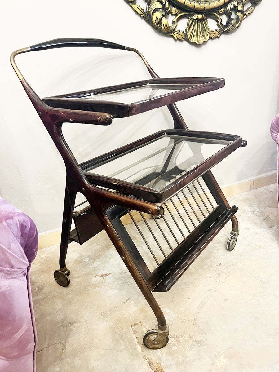 Walnut And Brass Bar Trolley By Cesare Lacca For Cassina, 1950s  Top Design photo Furniture