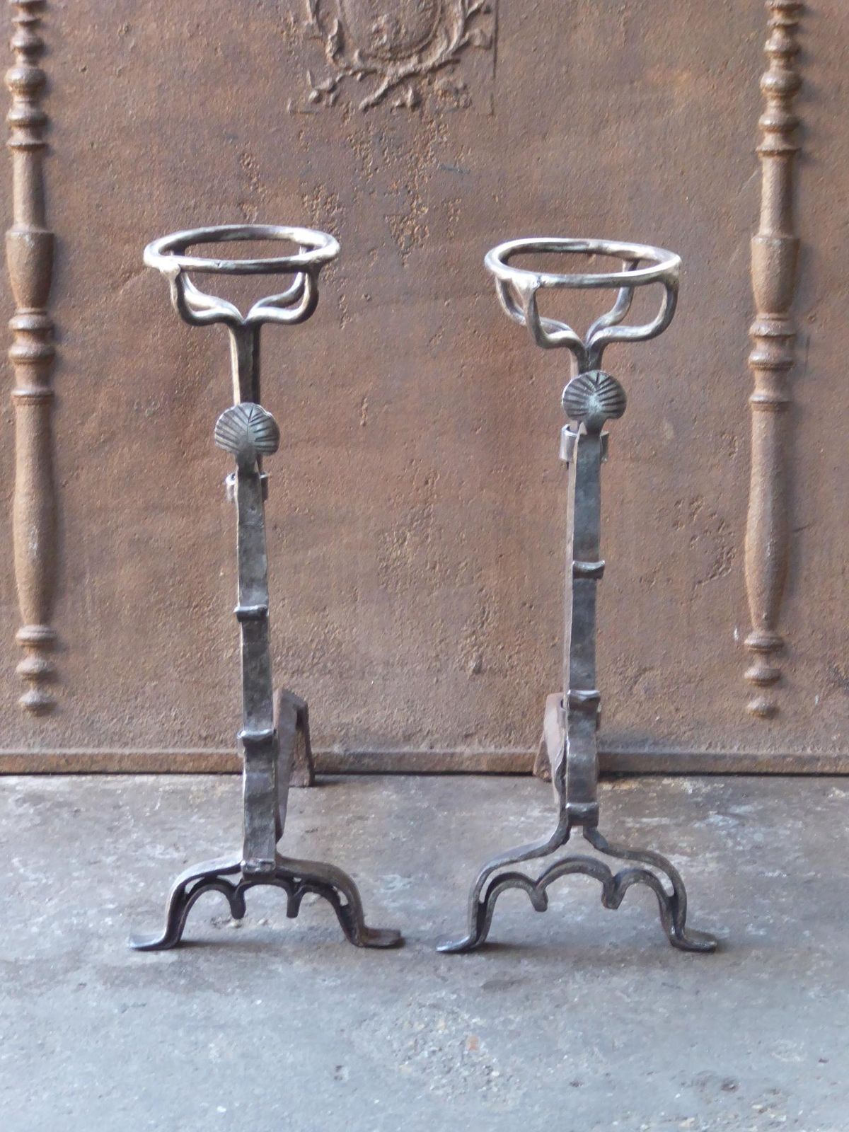 Antique French Louis III Andirons Or Firedogs, 17th Century photo furniture