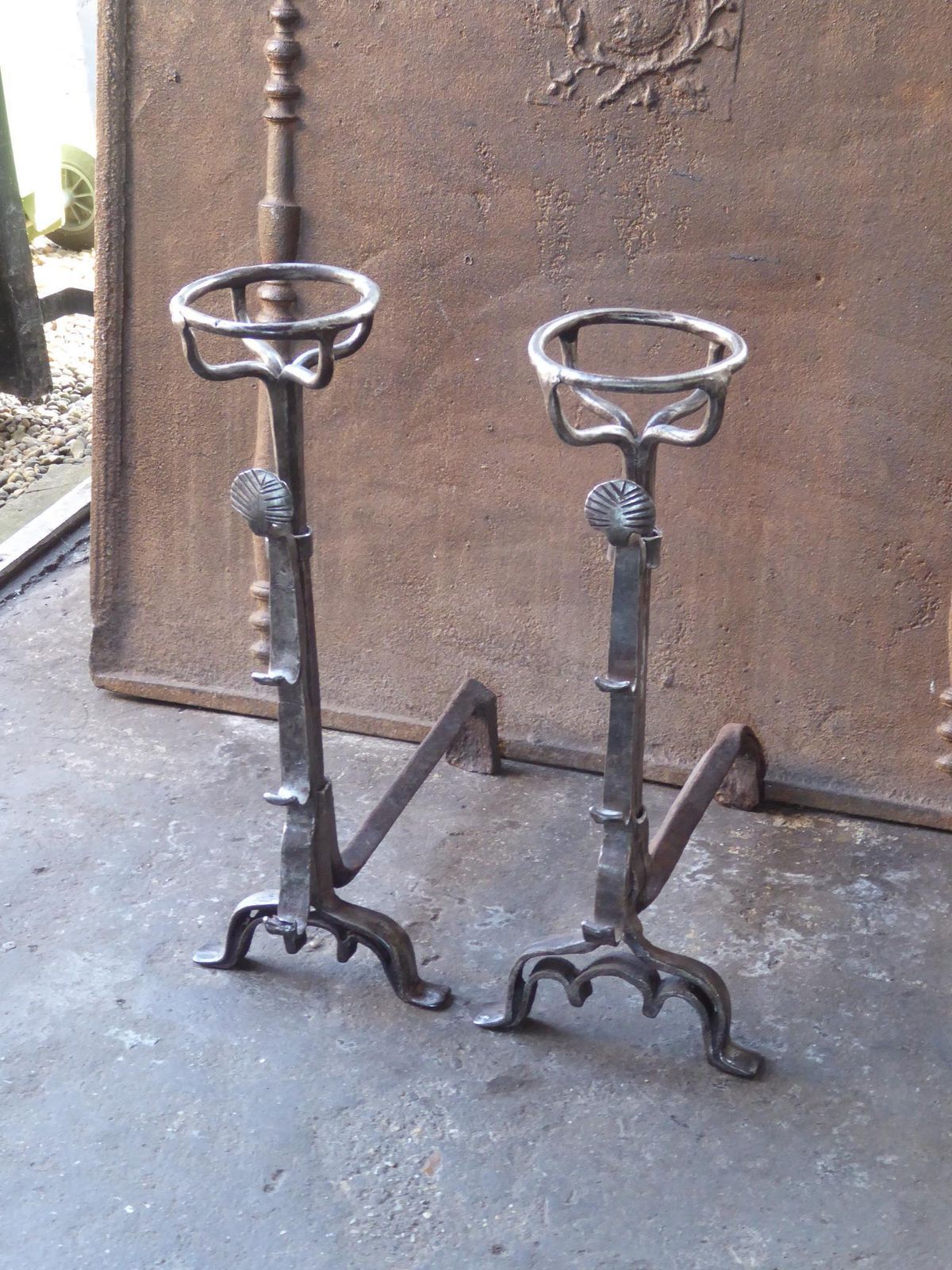 Antique French Louis III Andirons Or Firedogs, 17th Century photo 1087.0