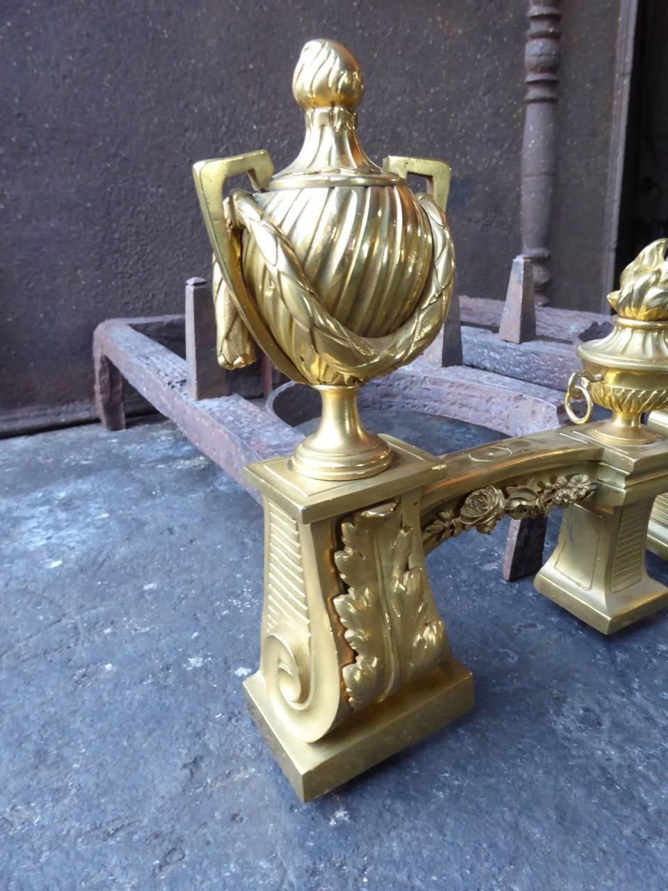 18th 19th Century French Ormolu Neoclassic Andirons photo vinterior