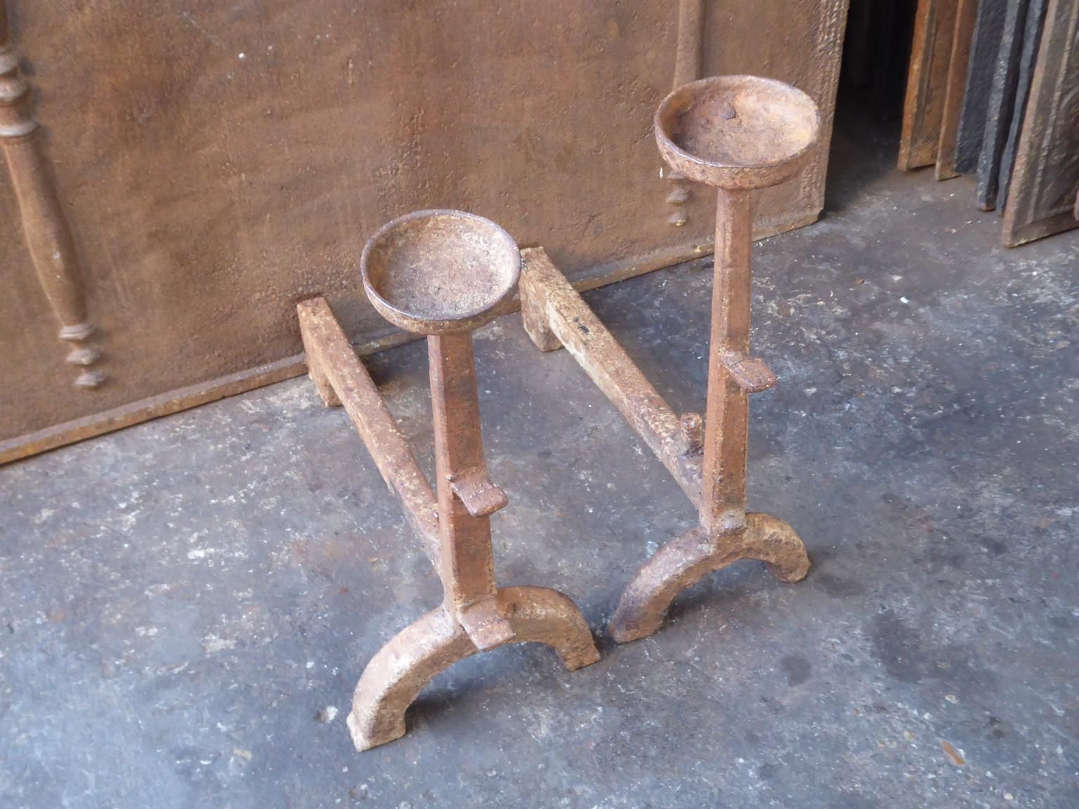 French Gothic Andirons Or Firedogs, 17th 18th Century photo for sale