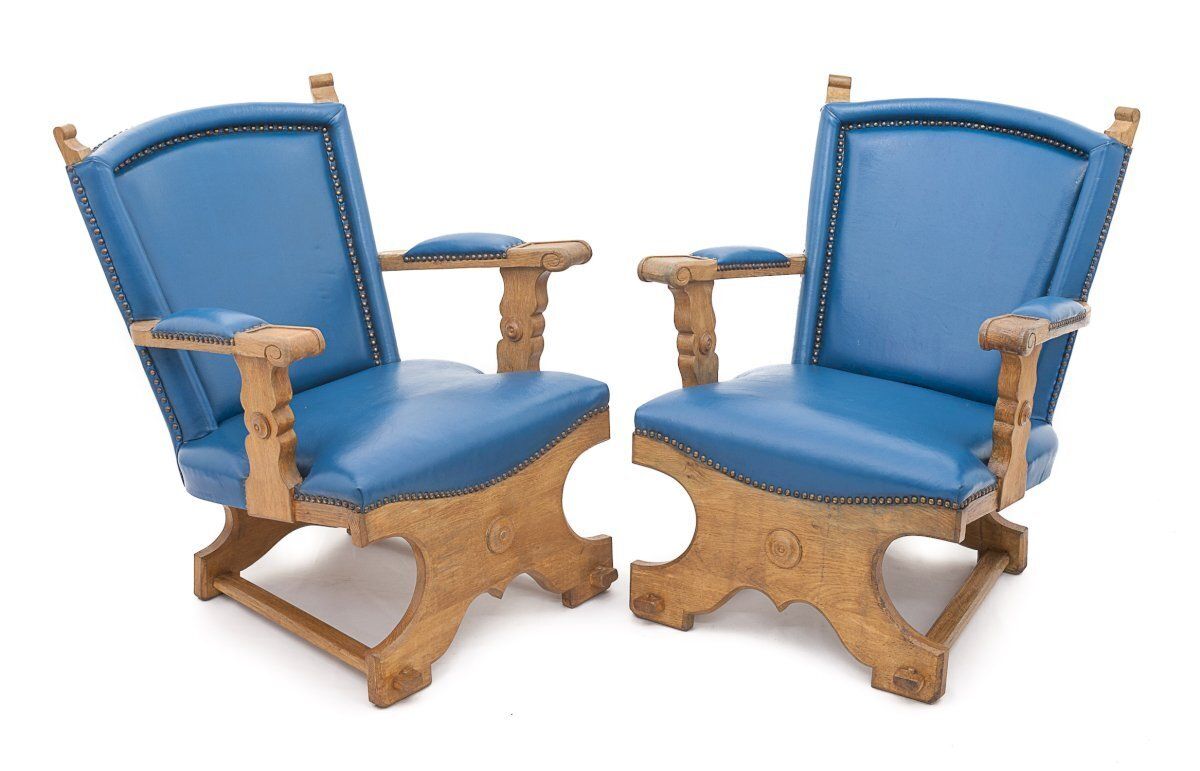 Two Flemish Armchairs, 1950s, Vintage