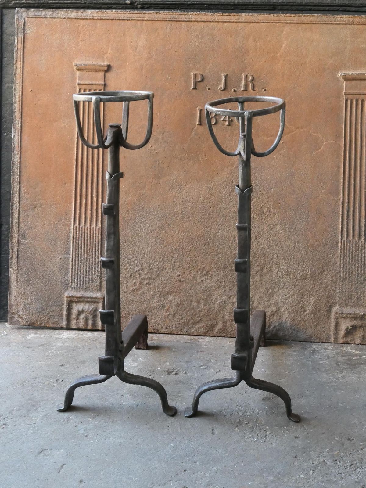 Large French 17th Century Gothic Andirons Or Landiers photo Home Fixtures