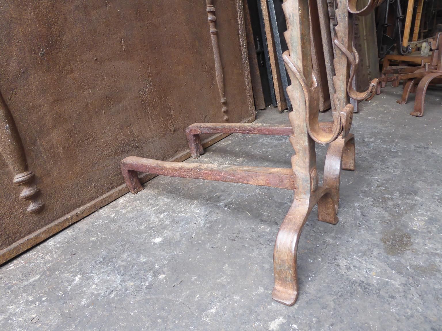 661.0 Beautiful 17th 18th Century French Gothic Andirons Or Firedogs photo