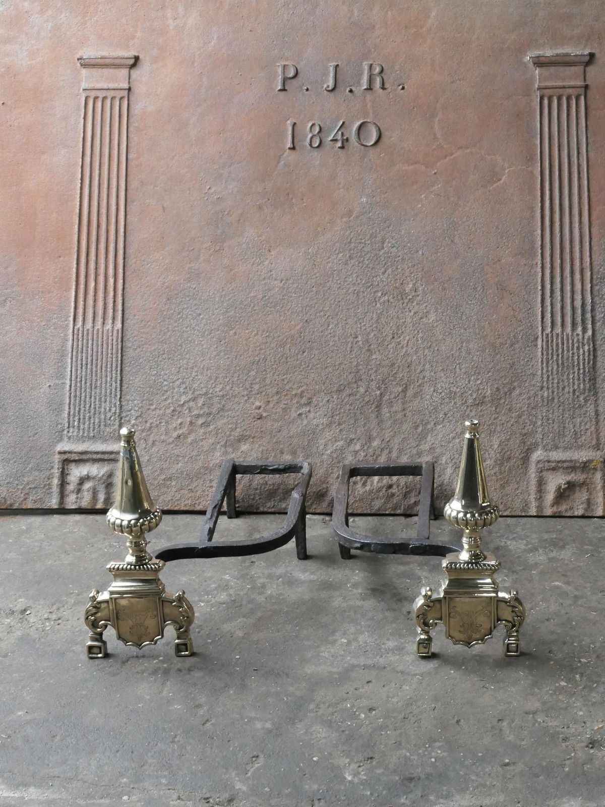 17th Century French Louis XIV Andirons Or Firedogs photo vinterior
